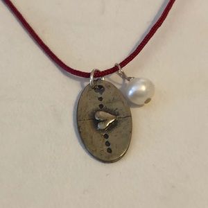 Silver Heart Charm and FW Pearl Necklace